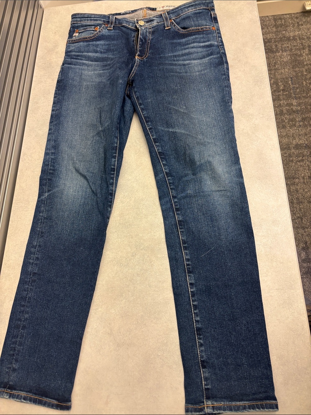 Ag Adriano Goldschmied Dark Blue Skinny Jeans with Contrast Stitching